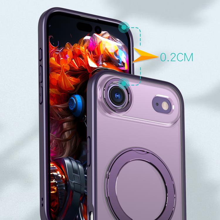 For iPhone Air kalebol MagSafe Metal Ring Holder Phone Case(Dark Purple) by Kalebol