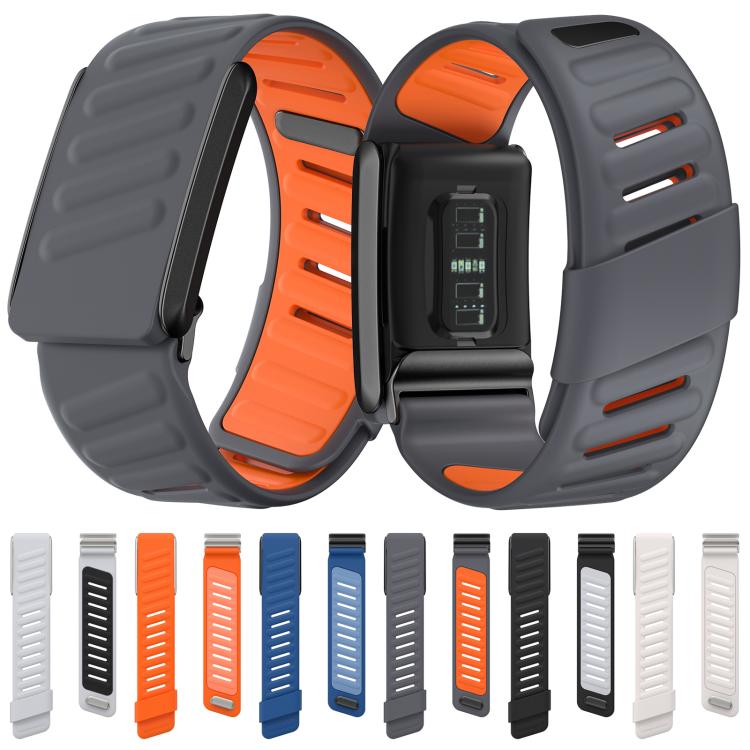 For WHOOP 5.0 xDfind Silicone Sports Watch Band(Black + Light Grey) by xDfind