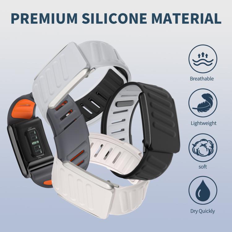 For WHOOP 5.0 xDfind Silicone Sports Watch Band(Black + Light Grey) by xDfind