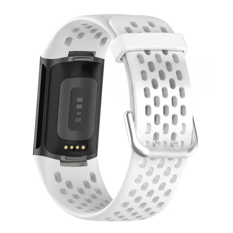For Fitbit Charge 6 / 5 xDfind Hole Style Breathable Silicone Watch Band(White) by xDfind