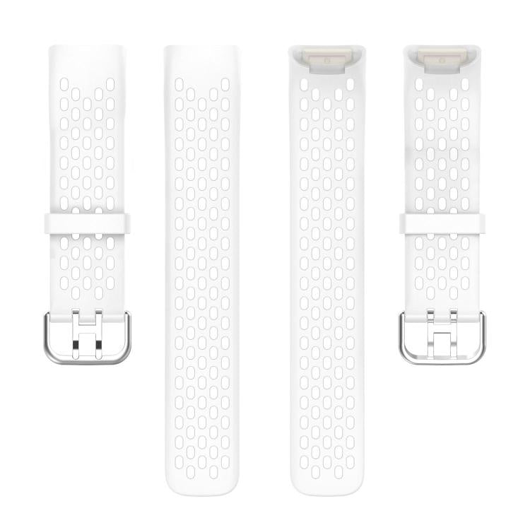 For Fitbit Charge 6 / 5 xDfind Hole Style Breathable Silicone Watch Band(White) by xDfind