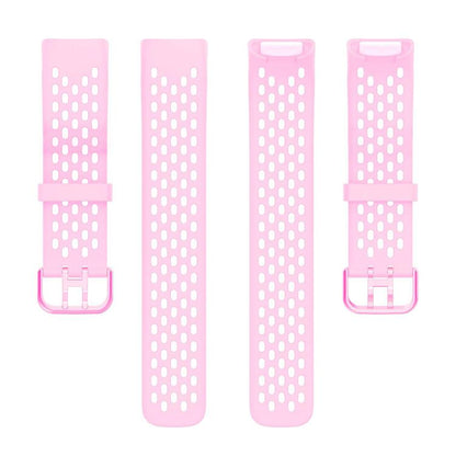 For Fitbit Charge 6 / 5 xDfind Hole Style Breathable Silicone Watch Band(Ice Pink) by xDfind