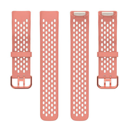For Fitbit Charge 6 / 5 xDfind Hole Style Breathable Silicone Watch Band(Official Pink) by xDfind