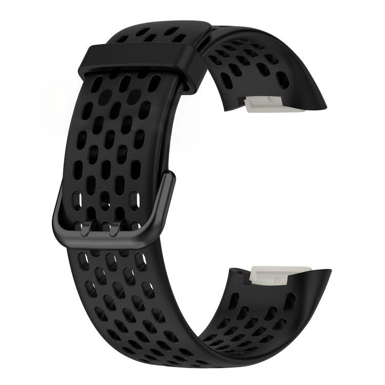 For Fitbit Charge 6 / 5 xDfind Hole Style Breathable Silicone Watch Band(Black) by xDfind