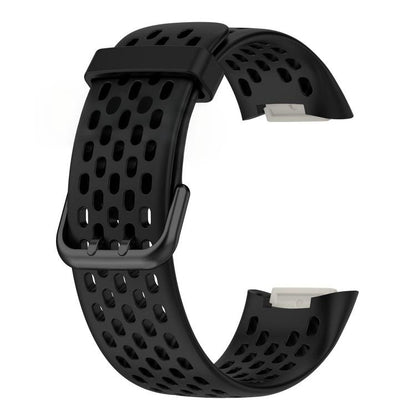 For Fitbit Charge 6 / 5 xDfind Hole Style Breathable Silicone Watch Band(Black) by xDfind