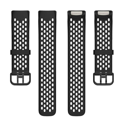 For Fitbit Charge 6 / 5 xDfind Hole Style Breathable Silicone Watch Band(Black) by xDfind