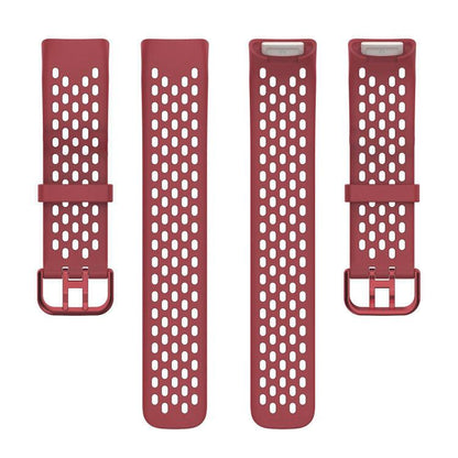 For Fitbit Charge 6 / 5 xDfind Hole Style Breathable Silicone Watch Band(Red) by xDfind