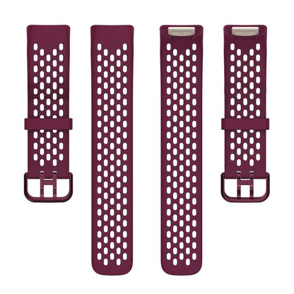 For Fitbit Charge 6 / 5 xDfind Hole Style Breathable Silicone Watch Band(Wine Red) by xDfind