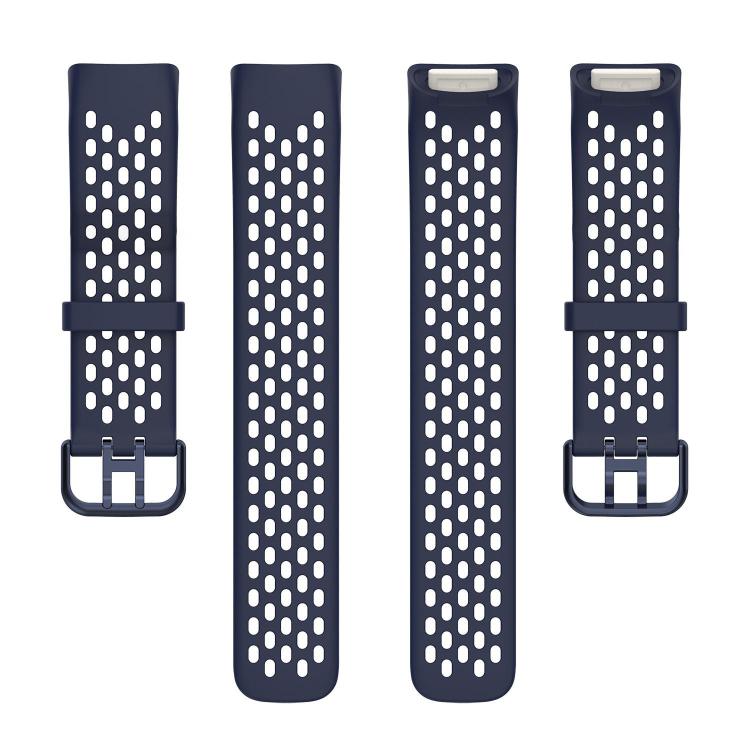 For Fitbit Charge 6 / 5 xDfind Hole Style Breathable Silicone Watch Band(Dark Blue) by xDfind