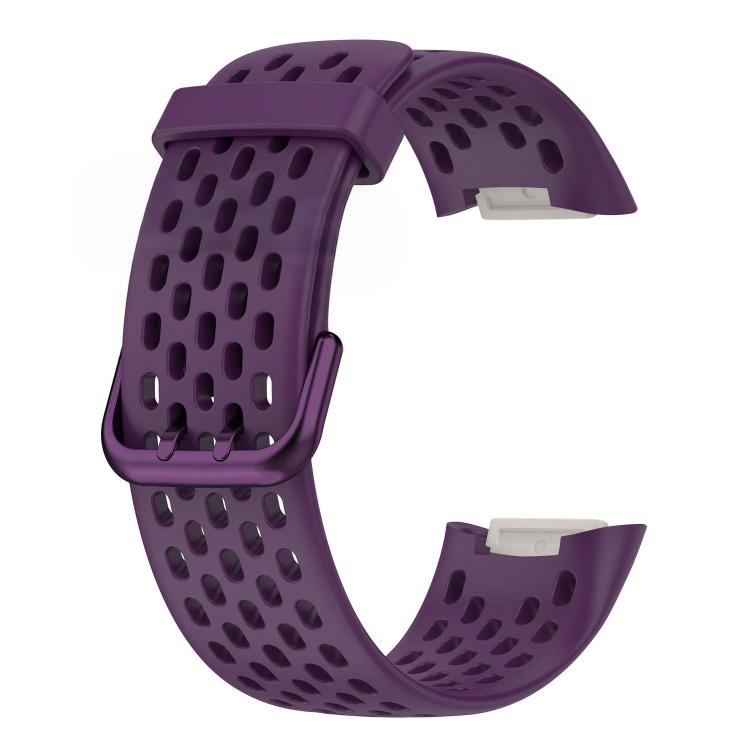 For Fitbit Charge 6 / 5 xDfind Hole Style Breathable Silicone Watch Band(Dark Purple) by xDfind