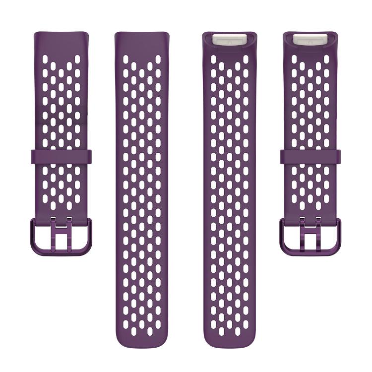For Fitbit Charge 6 / 5 xDfind Hole Style Breathable Silicone Watch Band(Dark Purple) by xDfind