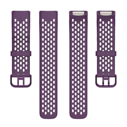 For Fitbit Charge 6 / 5 xDfind Hole Style Breathable Silicone Watch Band(Dark Purple) by xDfind