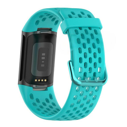 For Fitbit Charge 6 / 5 xDfind Hole Style Breathable Silicone Watch Band(Teal) by xDfind