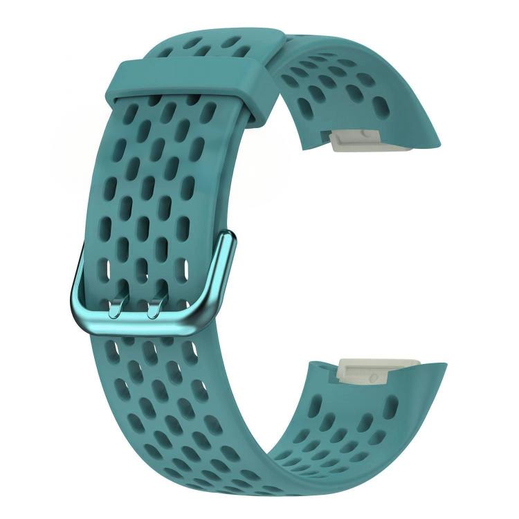 For Fitbit Charge 6 / 5 xDfind Hole Style Breathable Silicone Watch Band(Pine Needle Green) by xDfind