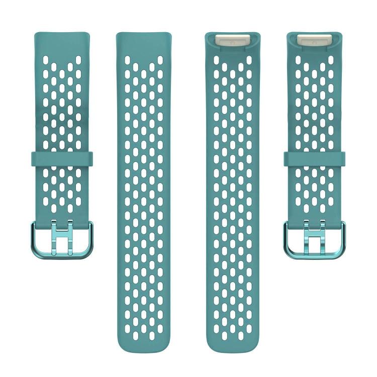 For Fitbit Charge 6 / 5 xDfind Hole Style Breathable Silicone Watch Band(Pine Needle Green) by xDfind