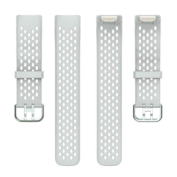 For Fitbit Charge 6 / 5 xDfind Hole Style Breathable Silicone Watch Band(Rock Grey) by xDfind