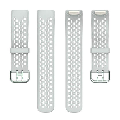 For Fitbit Charge 6 / 5 xDfind Hole Style Breathable Silicone Watch Band(Rock Grey) by xDfind
