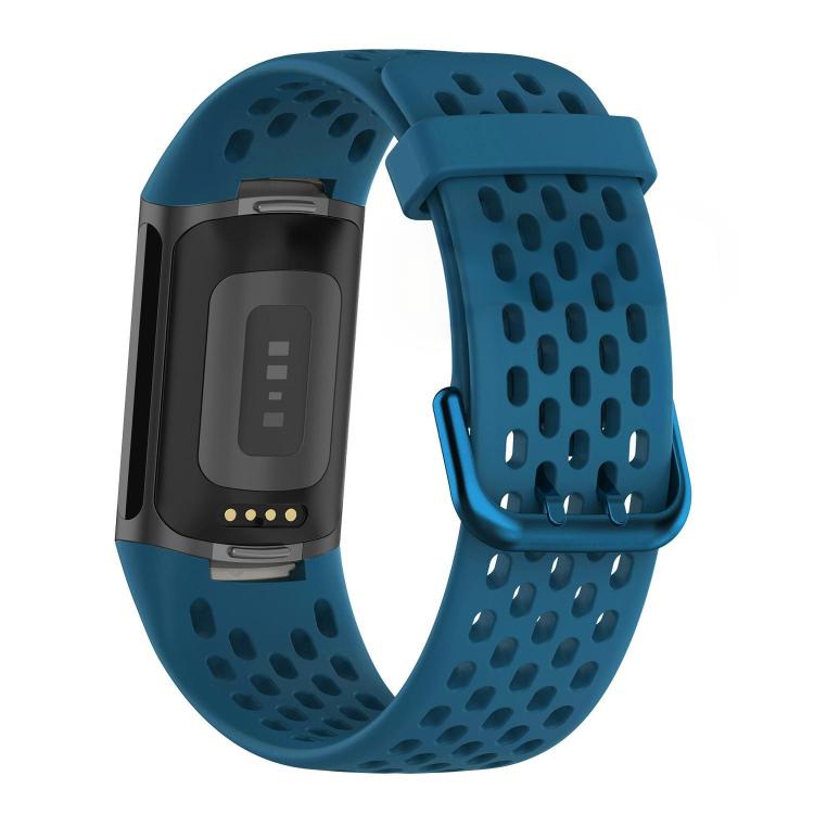 For Fitbit Charge 6 / 5 xDfind Hole Style Breathable Silicone Watch Band(Cyan) by xDfind