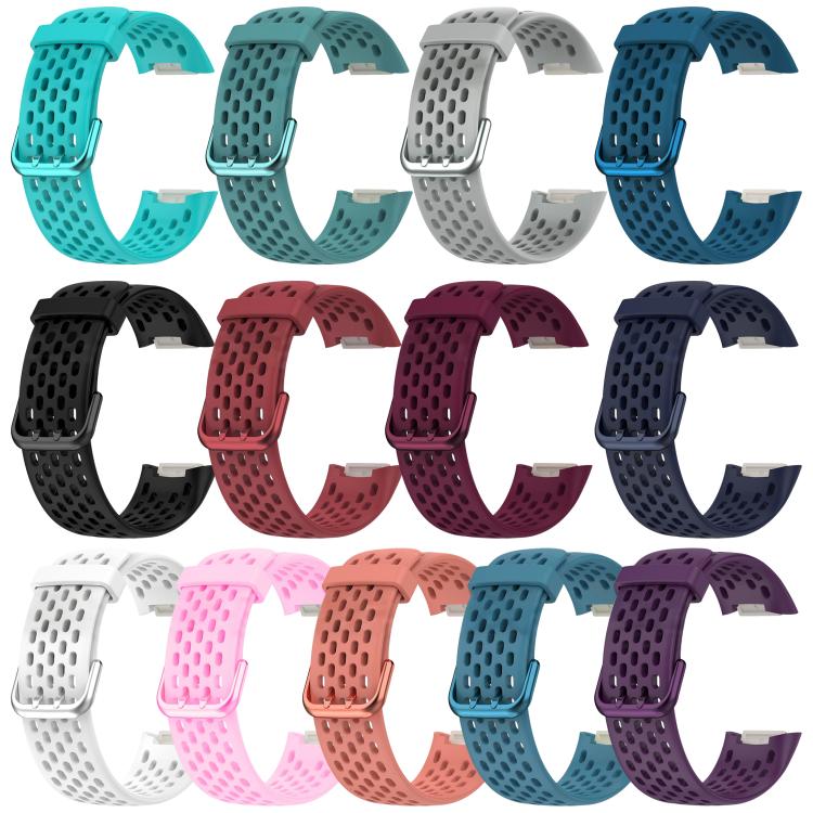 For Fitbit Charge 6 / 5 xDfind Hole Style Breathable Silicone Watch Band(Official Pink) by xDfind