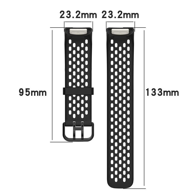 For Fitbit Charge 6 / 5 xDfind Hole Style Breathable Silicone Watch Band(Wine Red) by xDfind