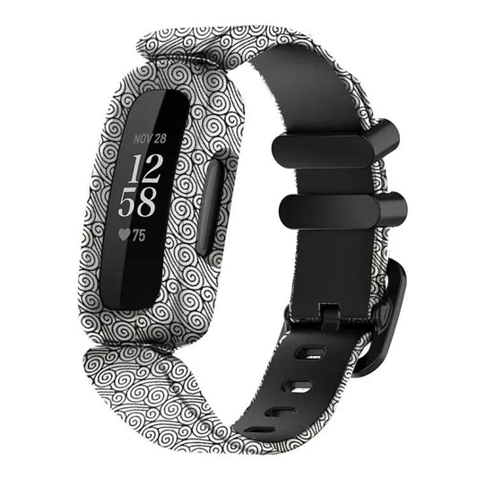 For Fitbit Ace 3 / Inspire2 xDfind Black Buckle Painting Integrated Silicone Watch Band(Clouds) by xDfind