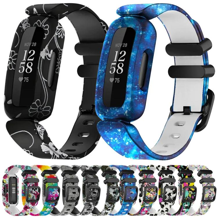 For Fitbit Ace 3 / Inspire2 xDfind Black Buckle Painting Integrated Silicone Watch Band(Painting) by xDfind