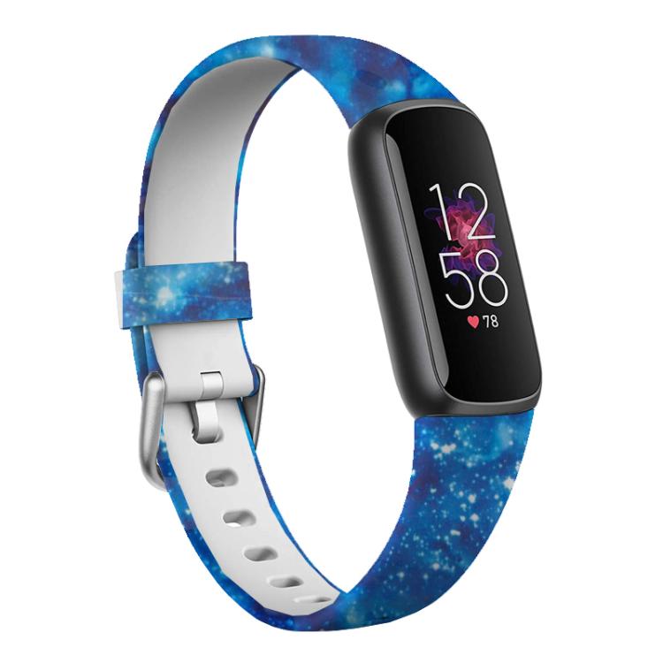 xDfind Silver Buckle Painting Silicone Watch Band For Fitbit Luxe, Size:S(Blue Starry Sky) by xDfind