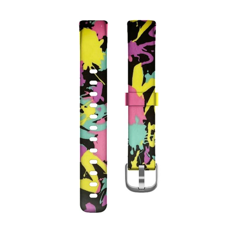 xDfind Silver Buckle Painting Silicone Watch Band For Fitbit Luxe, Size:S(Colorful) by xDfind