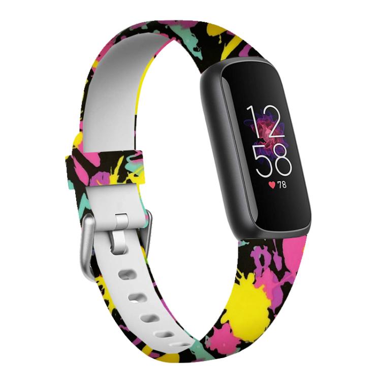 xDfind Silver Buckle Painting Silicone Watch Band For Fitbit Luxe, Size:L(Colorful) by xDfind
