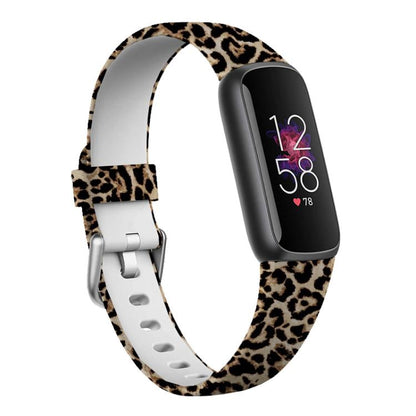 xDfind Silver Buckle Painting Silicone Watch Band For Fitbit Luxe, Size:L(Leopard Print) by xDfind