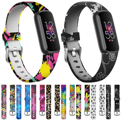 xDfind Silver Buckle Painting Silicone Watch Band For Fitbit Luxe, Size:S(Peacock) by xDfind