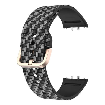 For Samsung Galaxy Fit3 xDfind Gold Buckle Printed Silicone Watch Band(Carbon Fiber Texture) by xDfind