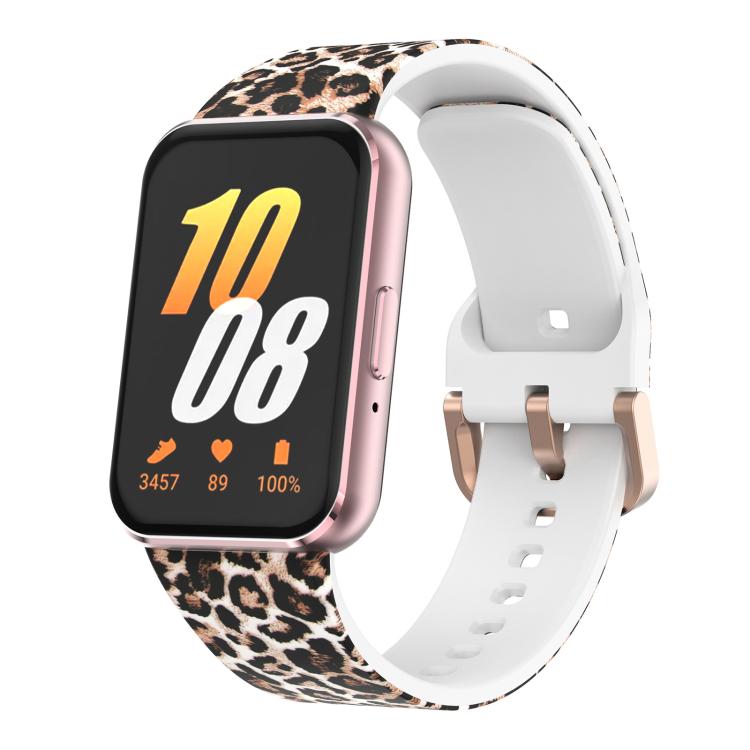 For Samsung Galaxy Fit3 xDfind Gold Buckle Printed Silicone Watch Band(Brown Leopard Print) by xDfind