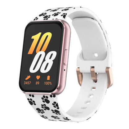 For Samsung Galaxy Fit3 xDfind Gold Buckle Printed Silicone Watch Band(Cat Paw) by xDfind