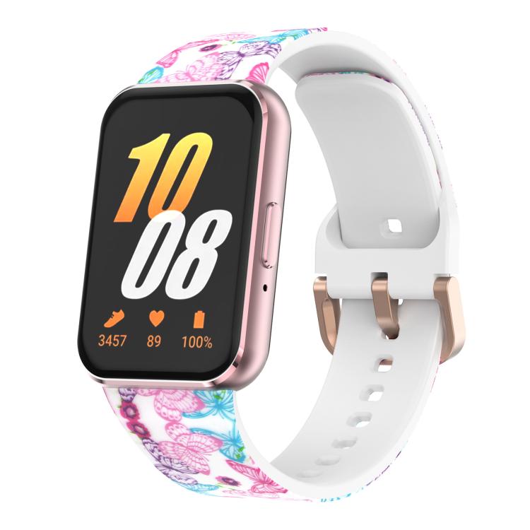 For Samsung Galaxy Fit3 xDfind Gold Buckle Printed Silicone Watch Band(Butterfly) by xDfind