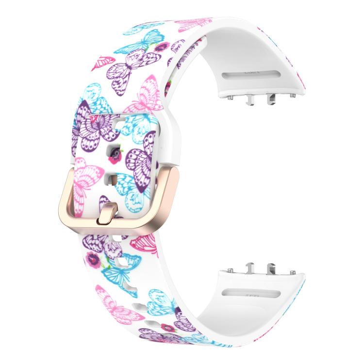 For Samsung Galaxy Fit3 xDfind Gold Buckle Printed Silicone Watch Band(Butterfly) by xDfind