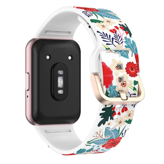 For Samsung Galaxy Fit3 xDfind Gold Buckle Printed Silicone Watch Band(Flowers Bloom) by xDfind