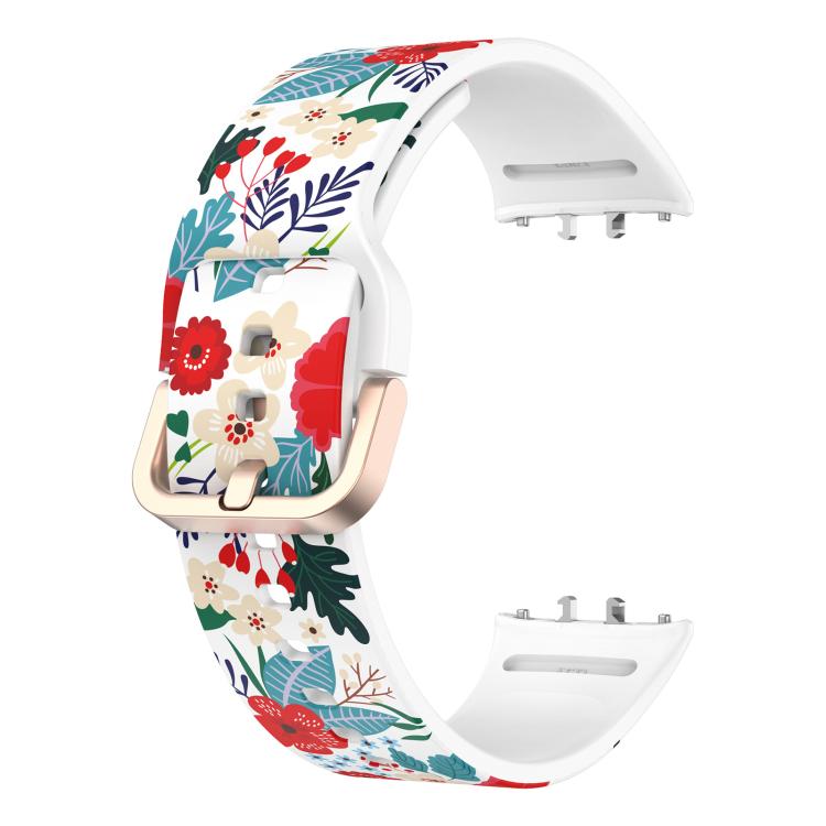 For Samsung Galaxy Fit3 xDfind Gold Buckle Printed Silicone Watch Band(Flowers Bloom) by xDfind
