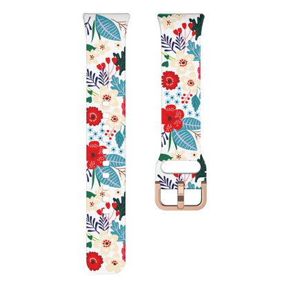 For Samsung Galaxy Fit3 xDfind Gold Buckle Printed Silicone Watch Band(Flowers Bloom) by xDfind