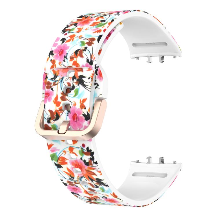 For Samsung Galaxy Fit3 xDfind Gold Buckle Printed Silicone Watch Band(Birdsong and Flowers) by xDfind