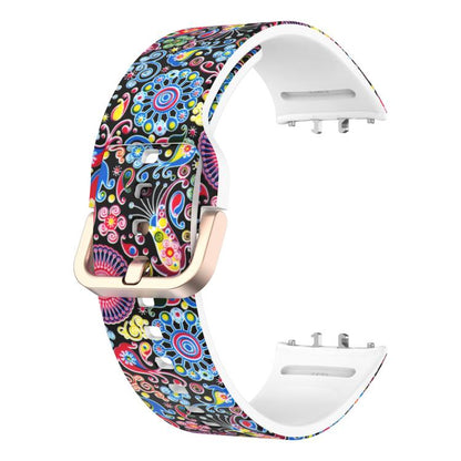 For Samsung Galaxy Fit3 xDfind Gold Buckle Printed Silicone Watch Band(Colorful Jellyfish) by xDfind