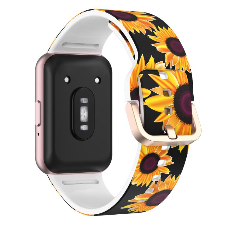 For Samsung Galaxy Fit3 xDfind Gold Buckle Printed Silicone Watch Band(Sunflower) by xDfind