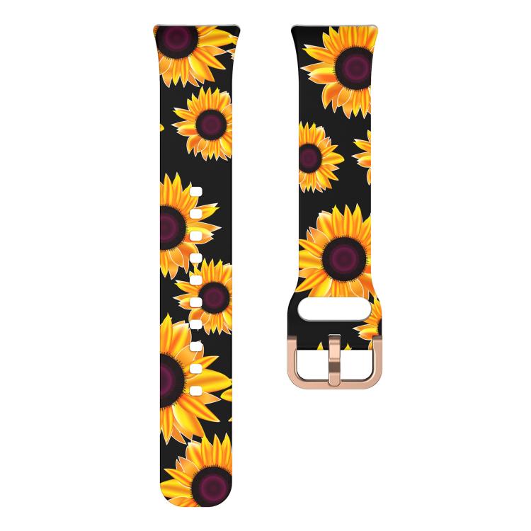 For Samsung Galaxy Fit3 xDfind Gold Buckle Printed Silicone Watch Band(Sunflower) by xDfind