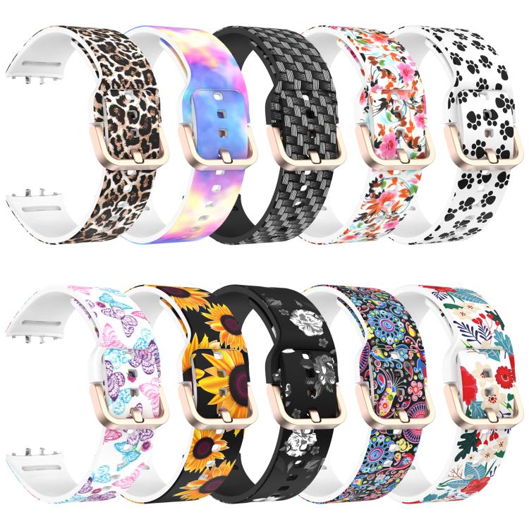 For Samsung Galaxy Fit3 xDfind Gold Buckle Printed Silicone Watch Band(Colorful Jellyfish) by xDfind