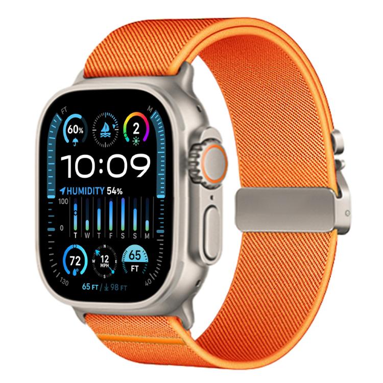 For Apple Watch 42 / 44 / 45 / 46 / 49mm xDfind Parachute Buckle Stretch Nylon Watch Band(Orange) by xDfind