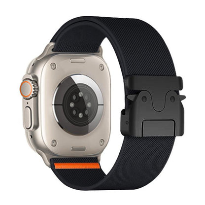 For Apple Watch 42 / 44 / 45 / 46 / 49mm xDfind Parachute Buckle Stretch Nylon Watch Band(Black) by xDfind