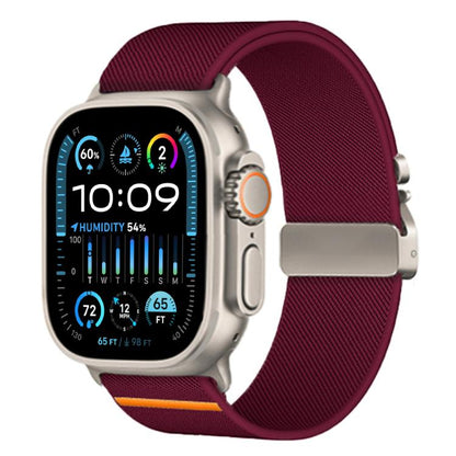 For Apple Watch 42 / 44 / 45 / 46 / 49mm xDfind Parachute Buckle Stretch Nylon Watch Band(Wine Red) by xDfind