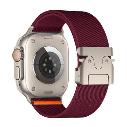 For Apple Watch 42 / 44 / 45 / 46 / 49mm xDfind Parachute Buckle Stretch Nylon Watch Band(Wine Red) by xDfind
