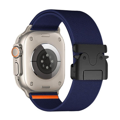 For Apple Watch 42 / 44 / 45 / 46 / 49mm xDfind Parachute Buckle Stretch Nylon Watch Band(Midnight Blue) by xDfind