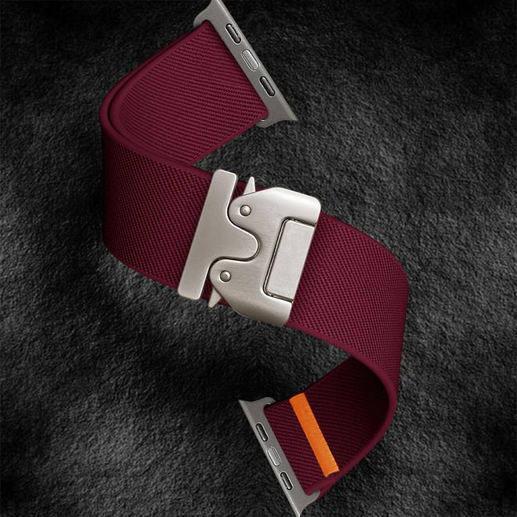 For Apple Watch 38 / 40 / 41 / S10 42mm xDfind Parachute Buckle Stretch Nylon Watch Band(Wine Red) by xDfind